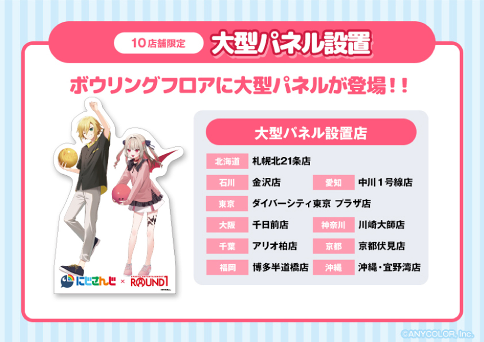 10店舗限定でボウリングフロアに大型パネルを設置