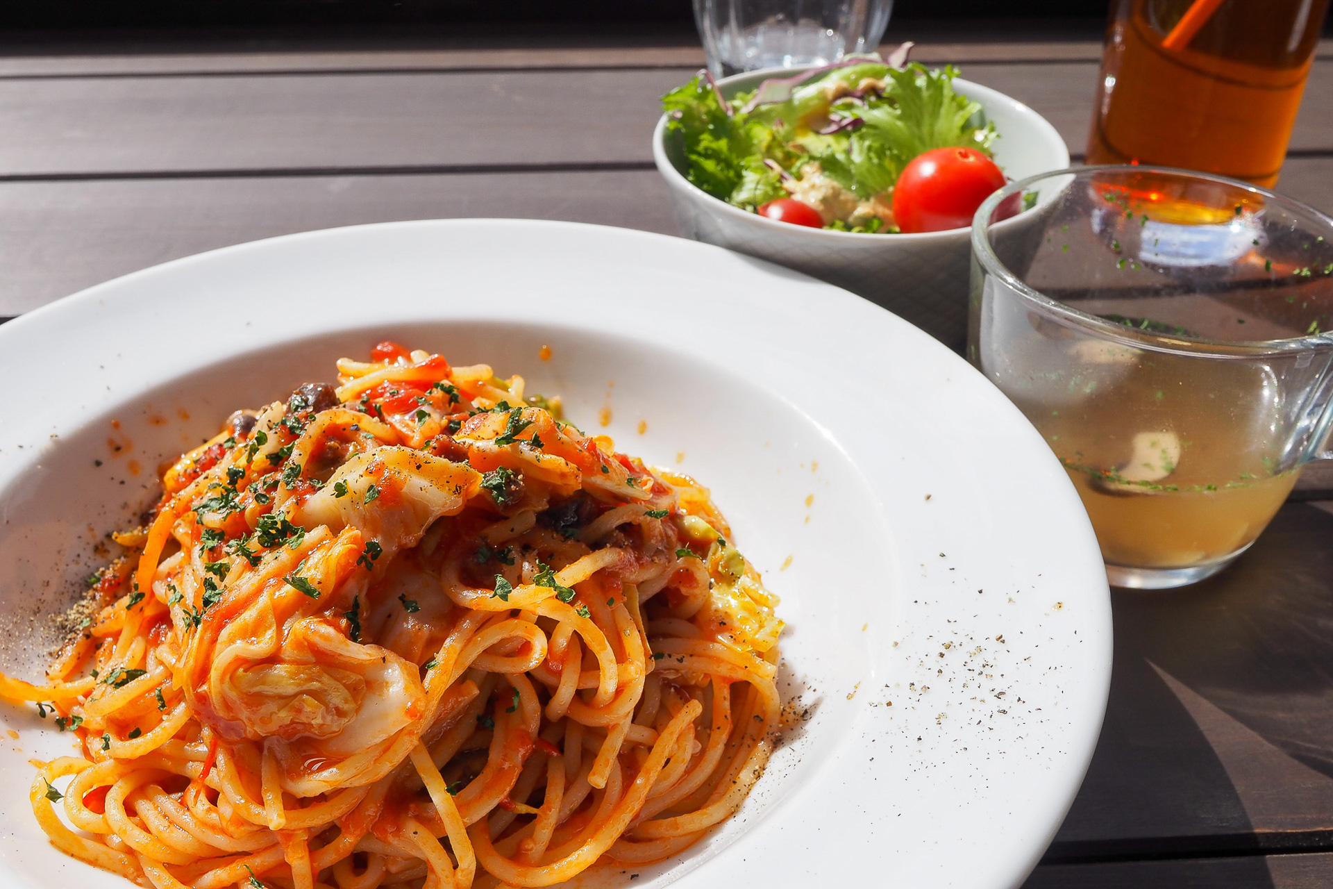 パスタセット。キッズプレートも充実