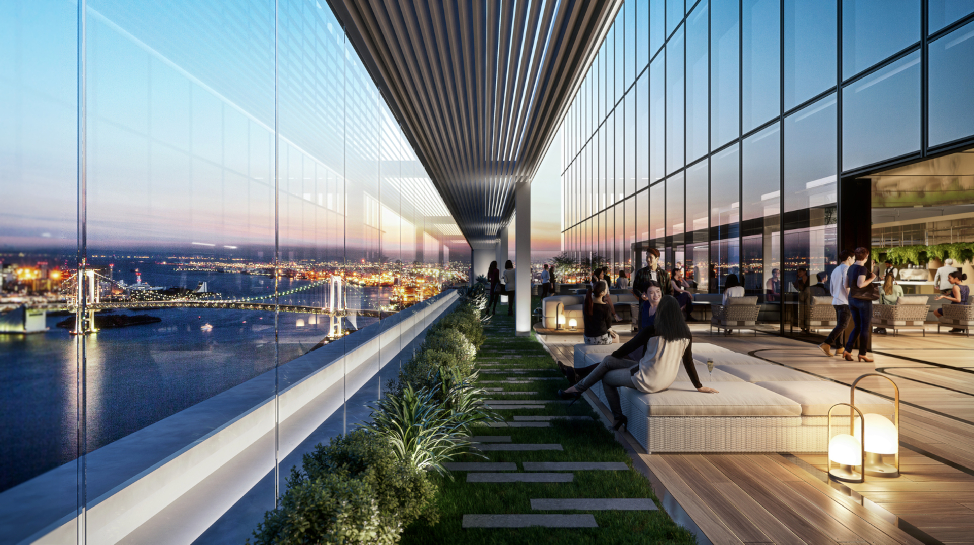 オフィスエリアには空と海を一望する「スカイラウンジ」などの共有ワークスペースも &copy; Gensler