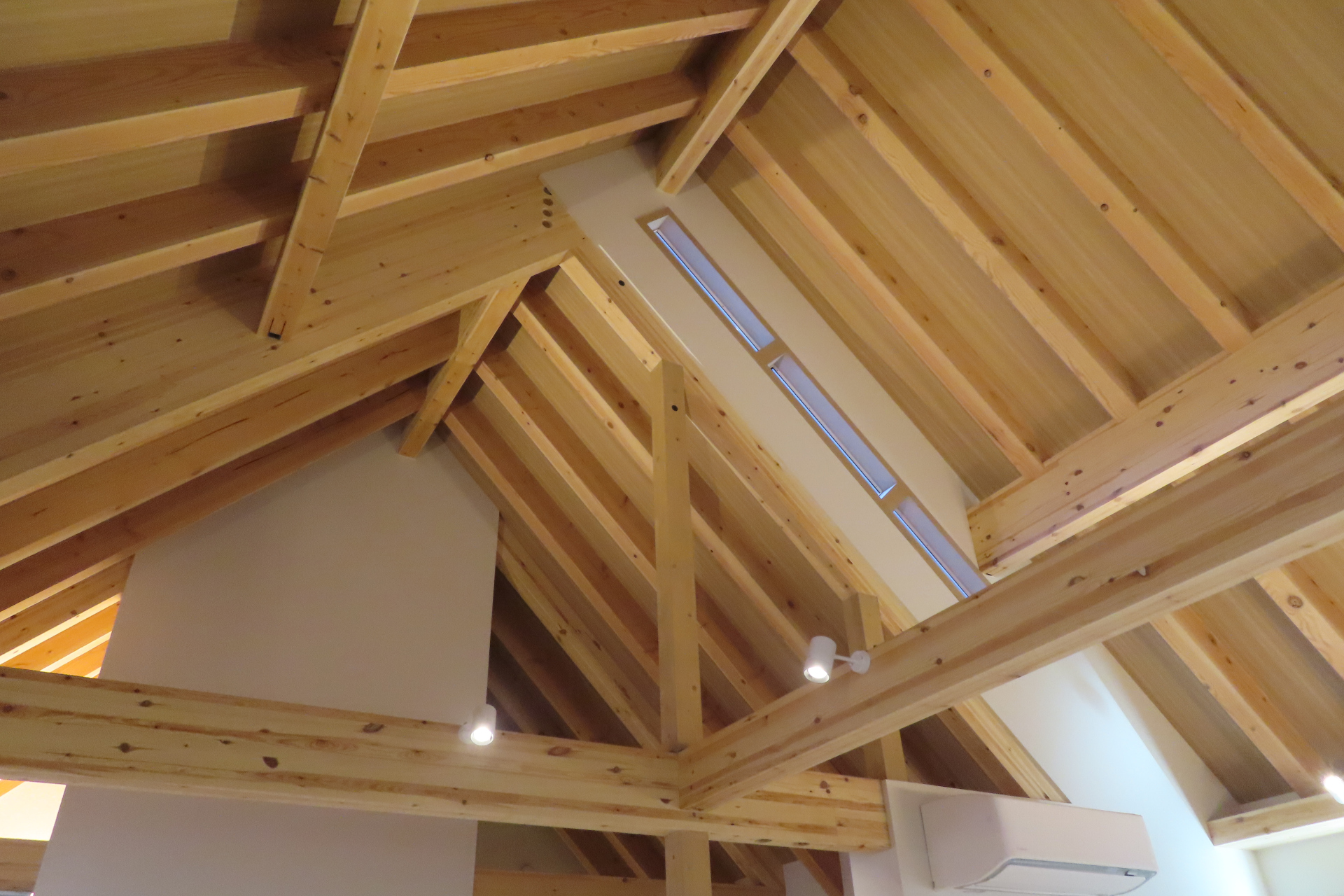 木の温もりを感じさせる三角屋根