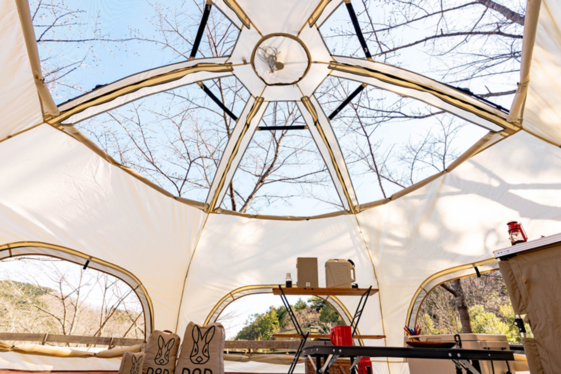 大型の換気窓を壁と天井に配置