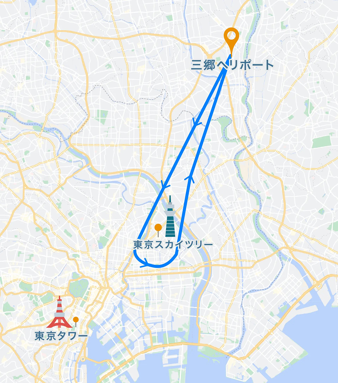 15分プランのフライトマップ