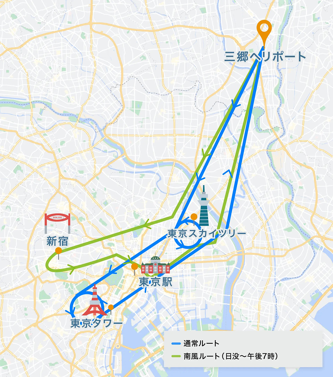 25分プランのフライトマップ