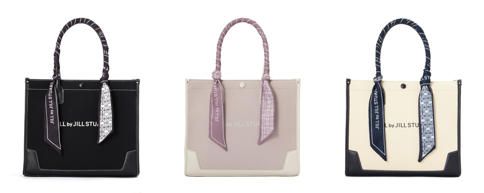 JILL by JILLSTUART、デニム素材とビジューを使ったフリルトート
