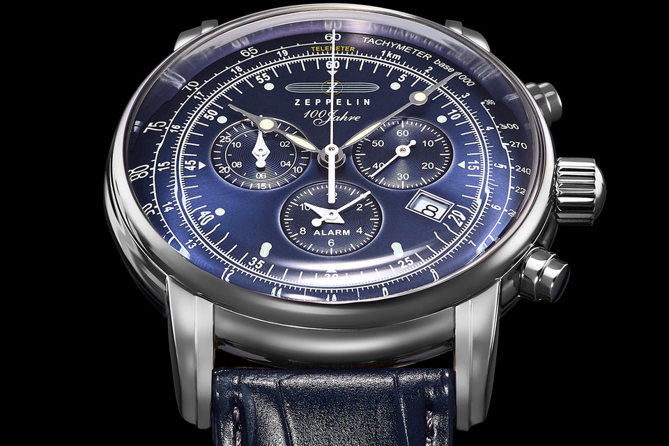 ツェッペリン クロノグラフ 黒文字盤100周年記念モデル 7676-2
