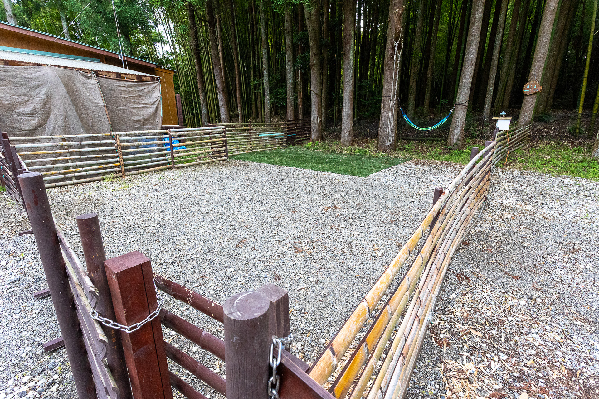 Bサイト。オーナー宅に隣接するがプライベート感は保たれている。ここを利用した女性ソロの方からはアウトドア感がありつつ、側にオーナー宅があるのは安心感があるので夜もリラックスして過ごせたというコメントをもらったそうだ