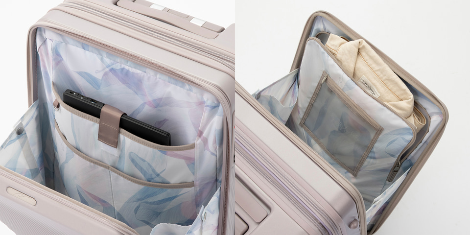 エース、脱いだ上着を入れるポケットや外して吊るせる内装付きの