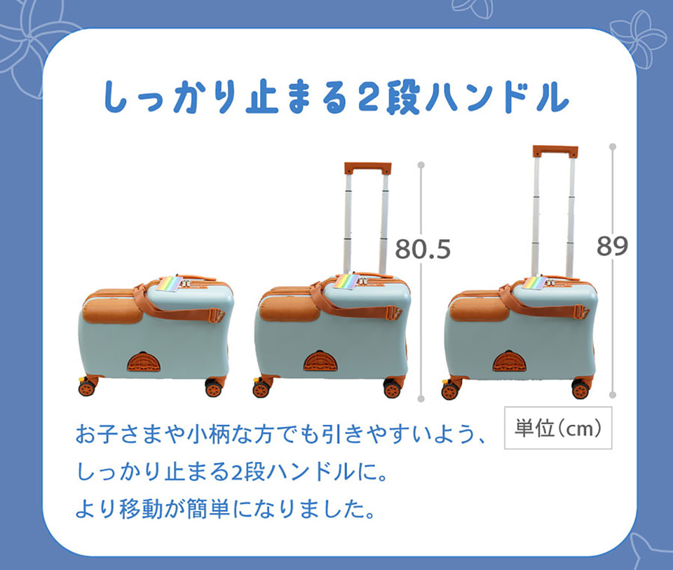 子供が乗れるスーツケース「HAPIRIDE MINI」。USBポート付き改良