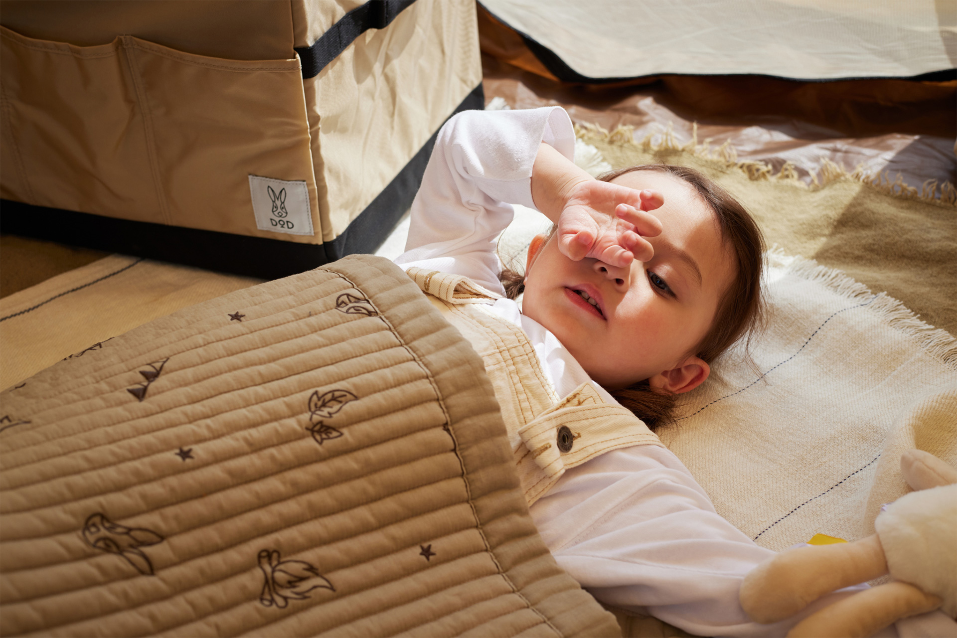 敷物としても使えるキルトケット