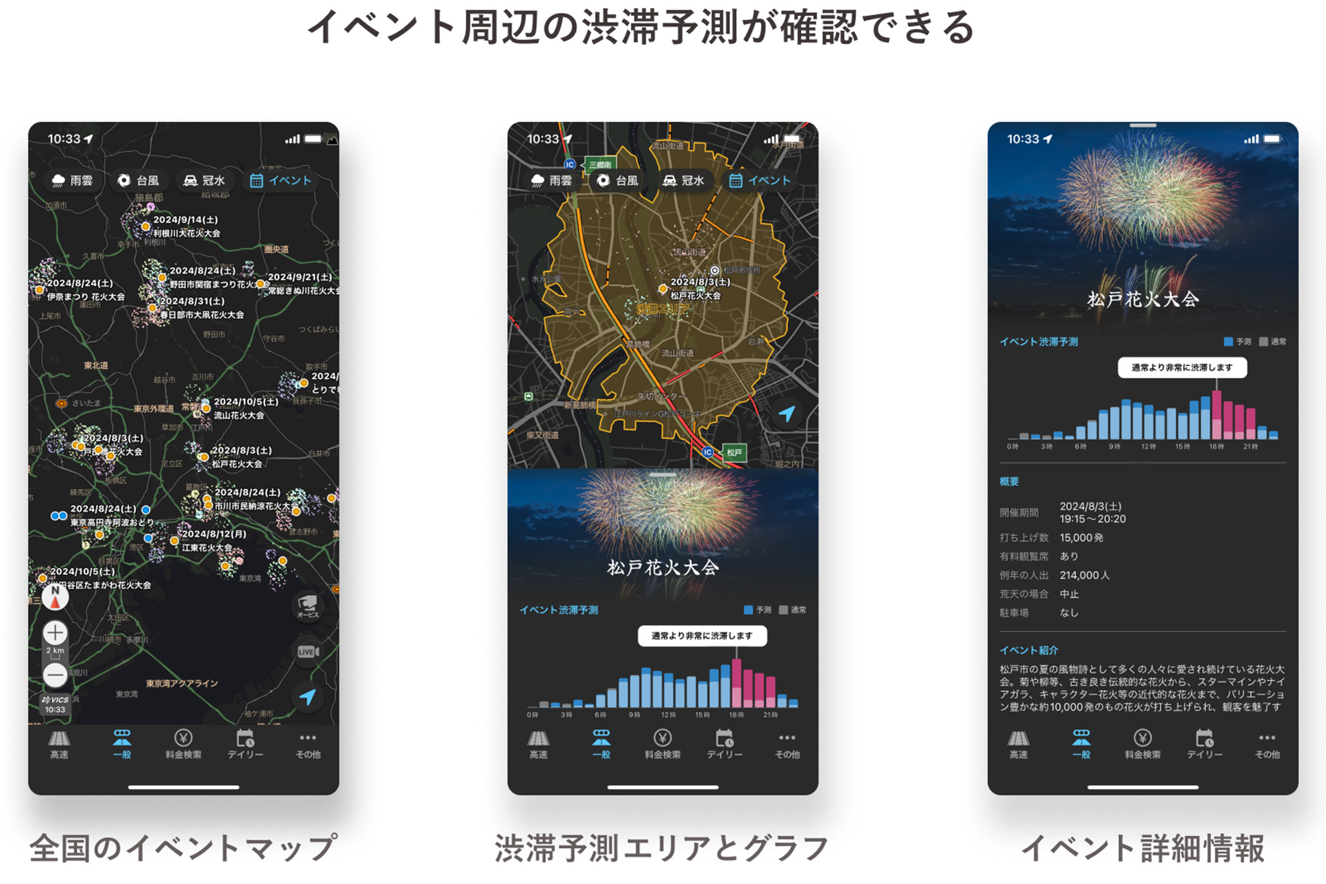 「渋滞情報マップ by NAVITIME」での表示