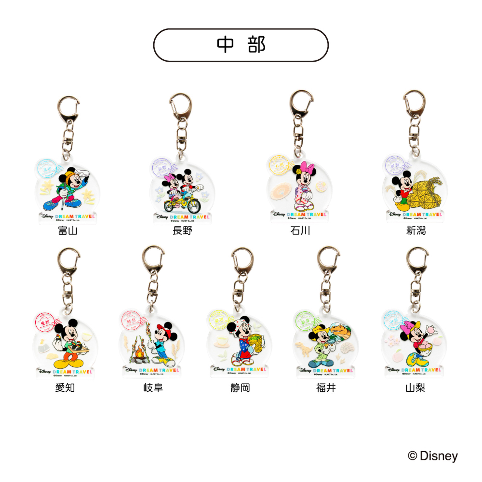 「ドリームトラベル アクリルキーホルダー コレクション」のデザイン