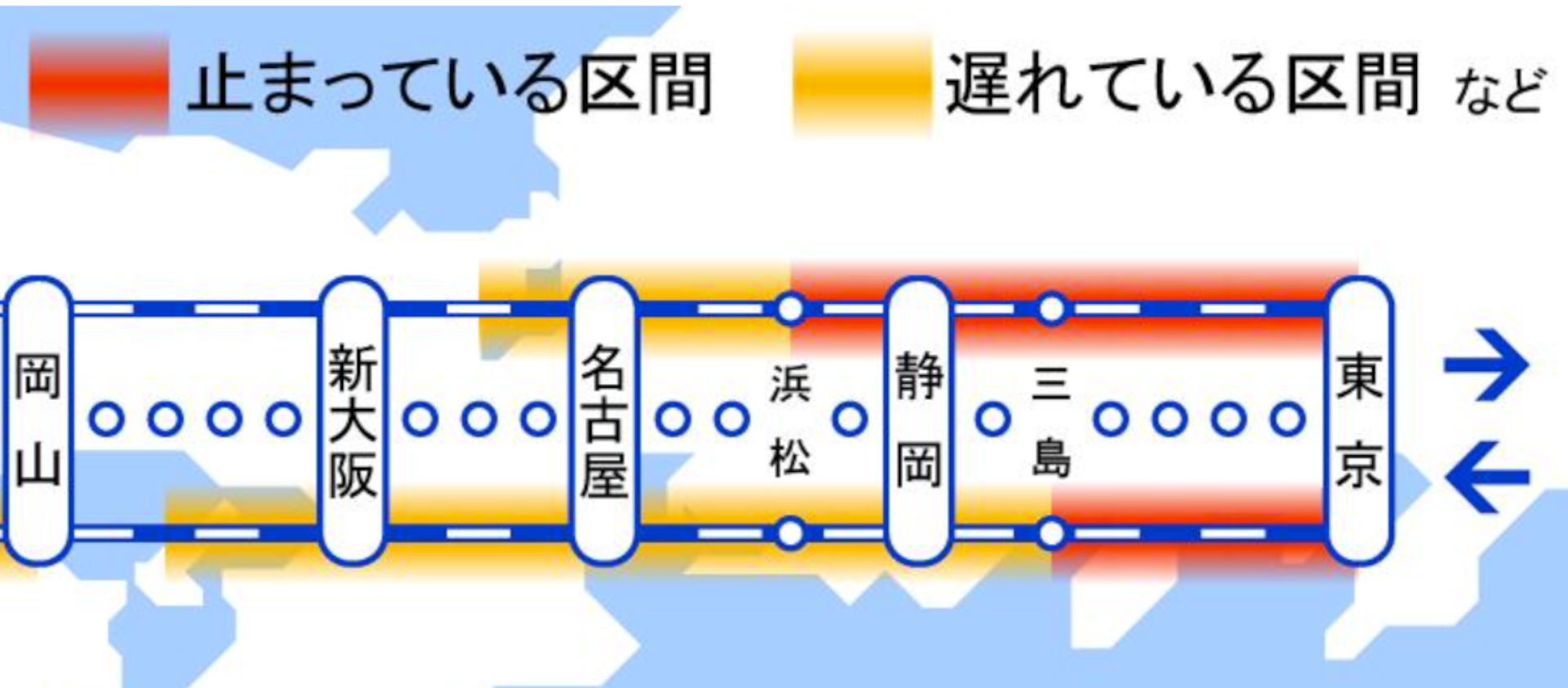 東海道・山陽新幹線、地震の影響で品川駅～静岡駅は運転見合わせ
