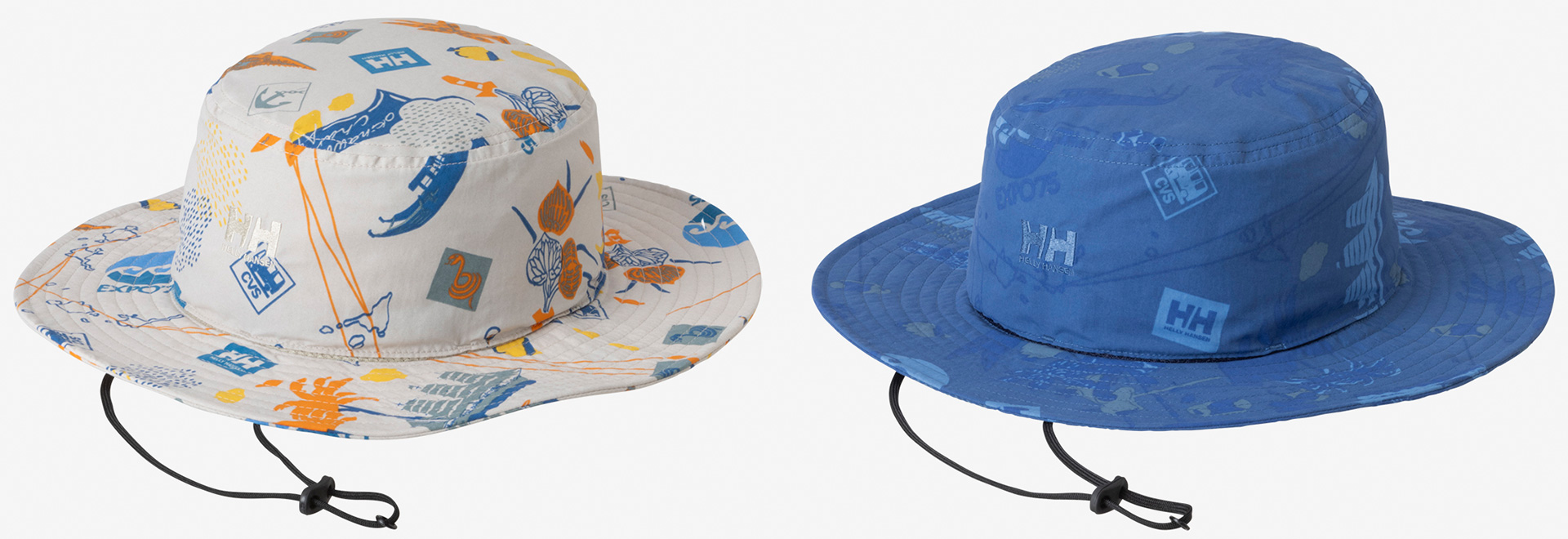 ハット アイボリー（左）/オールドブルー（右）