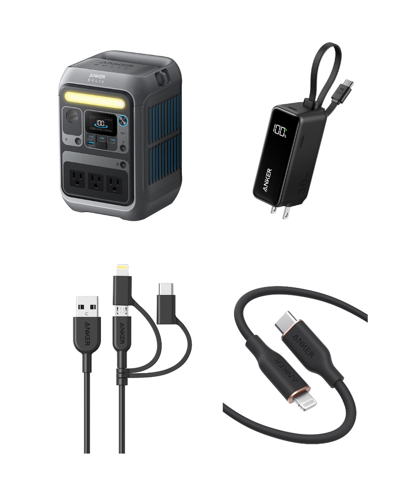 アンカー、肩掛けできて携行時に両手が空くポータブル電源。防災セット