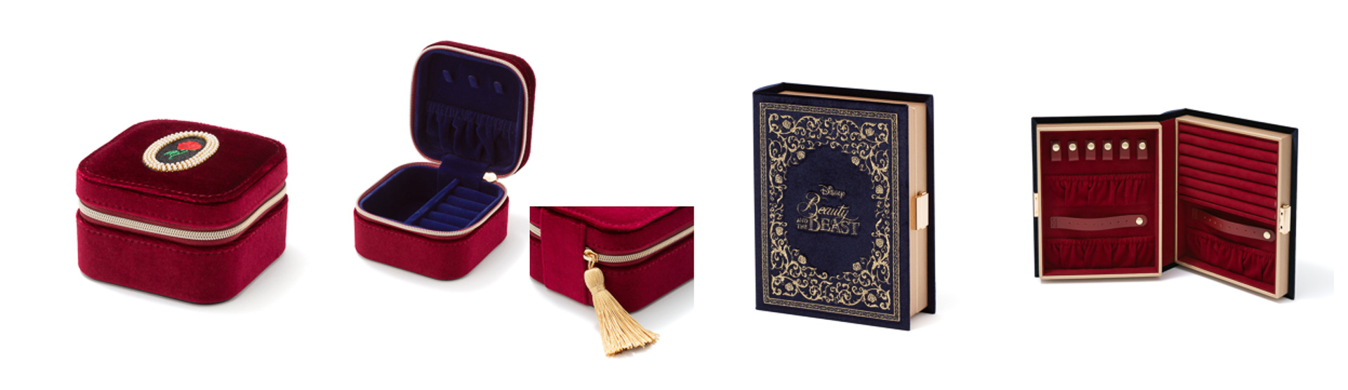 「美女と野獣/トラベルジュエリーボックスS」（3800円）、「ブック ジュエリーボックス」（8000円）