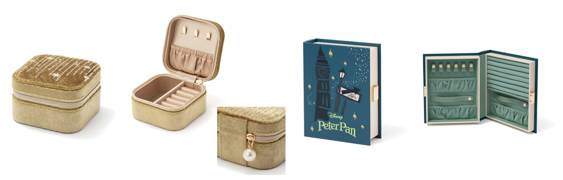 「ピーター・パン/トラベルジュエリーボックスS」（3800円）、「ブック ジュエリーボックス」（8000円）