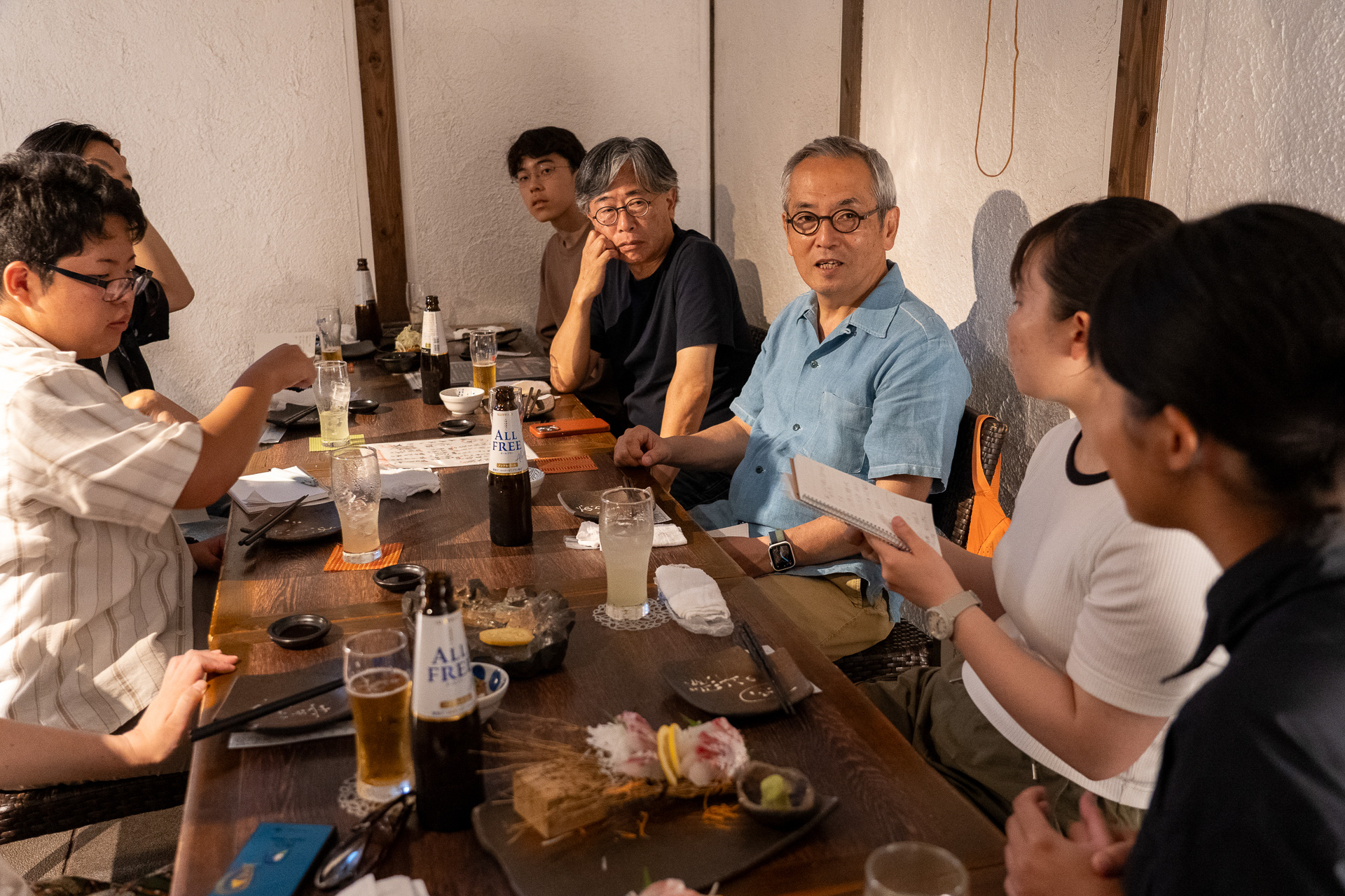 土井先生と、鹿児島を往復後（！）に再び合流した中邑先生との夕食
