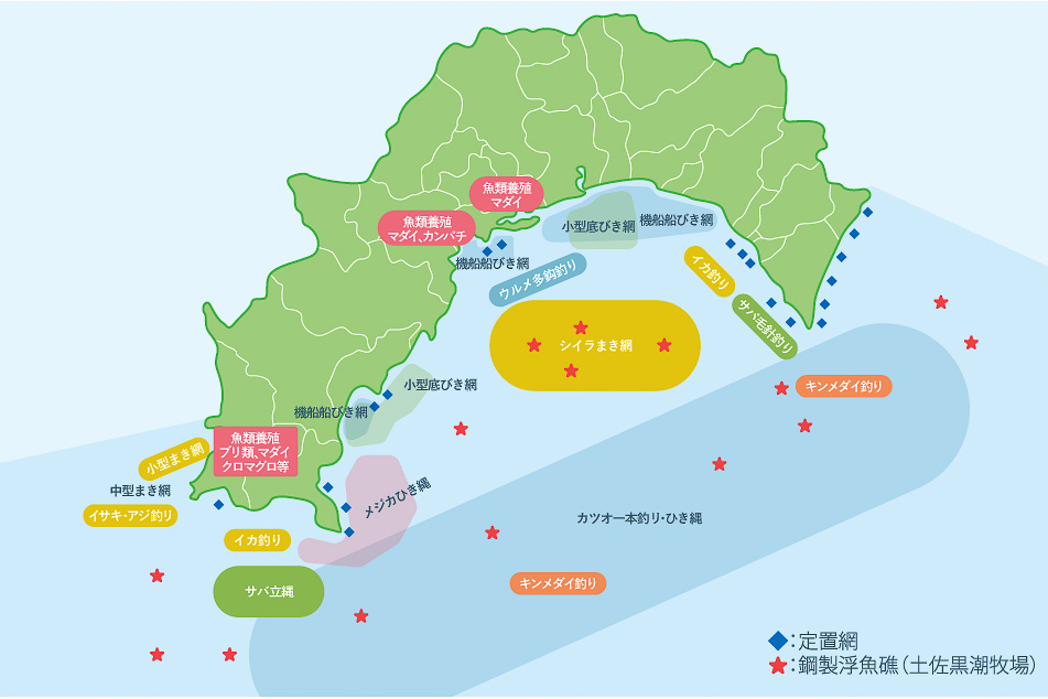 高知県は多品種の魚が獲れる（高知県水産振興課資料より）