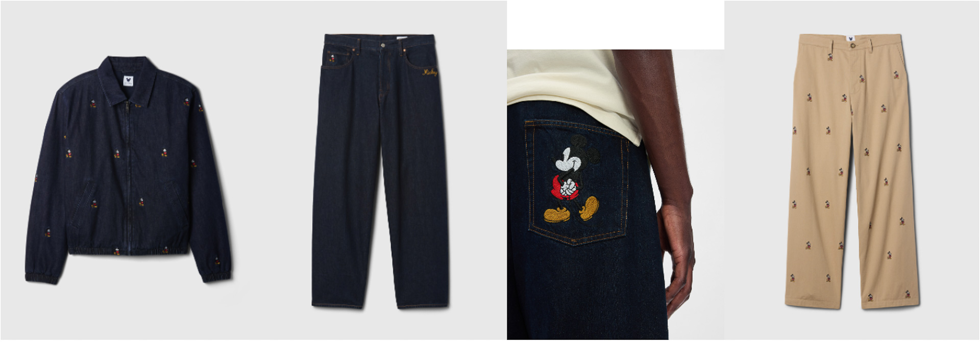 メンズコレクション。「デニムジャケット」（1万9900円）、「バギーデニム」（1万4900円）ほか