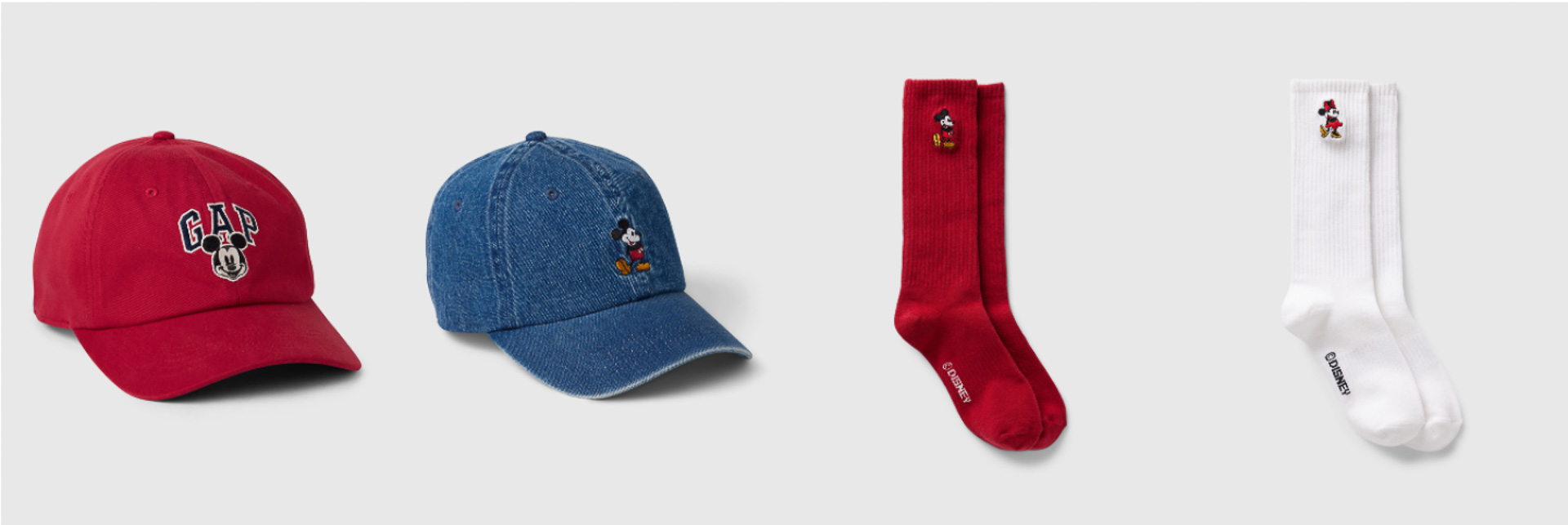 「ベースボールキャップ」（3990円）、「リブソックス」（1990円）
