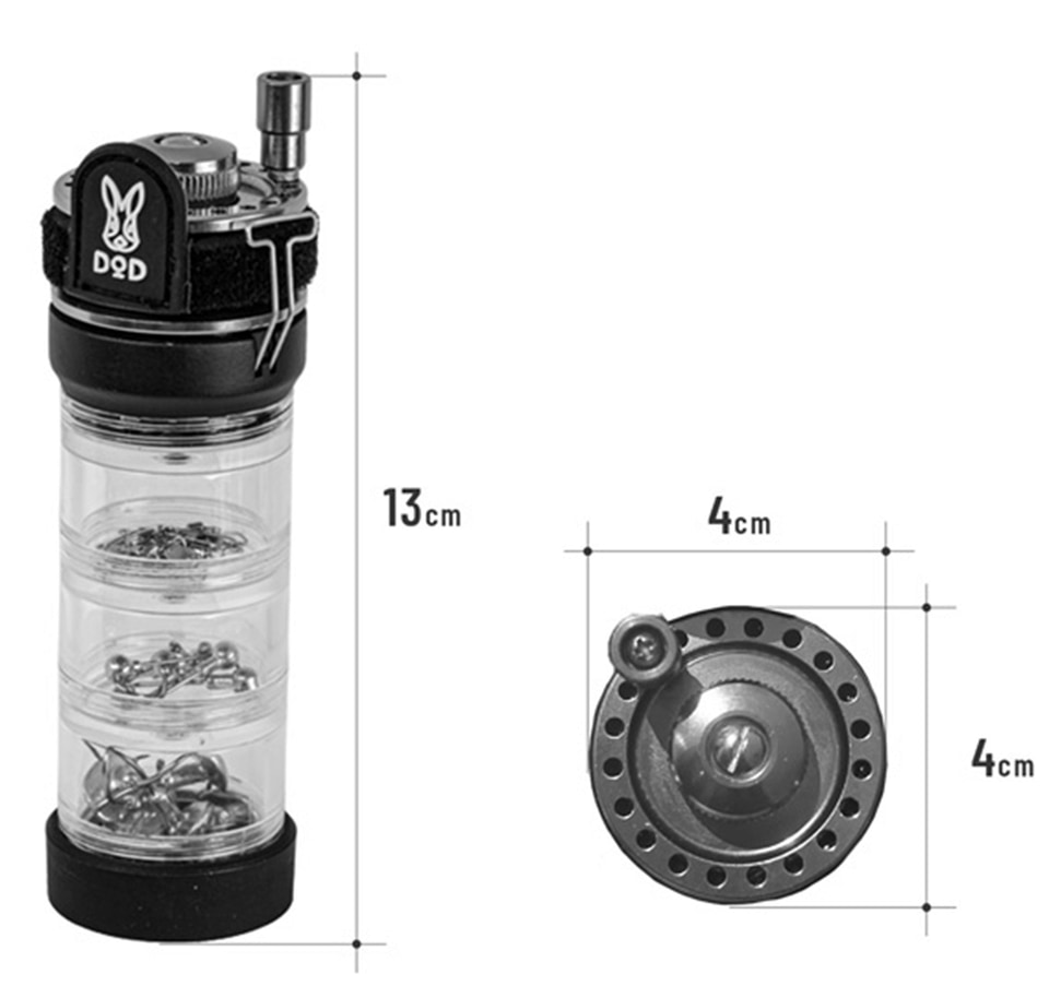 DOD、リールと針がセットのポケットサイズ「釣りボトル」、まな板付き