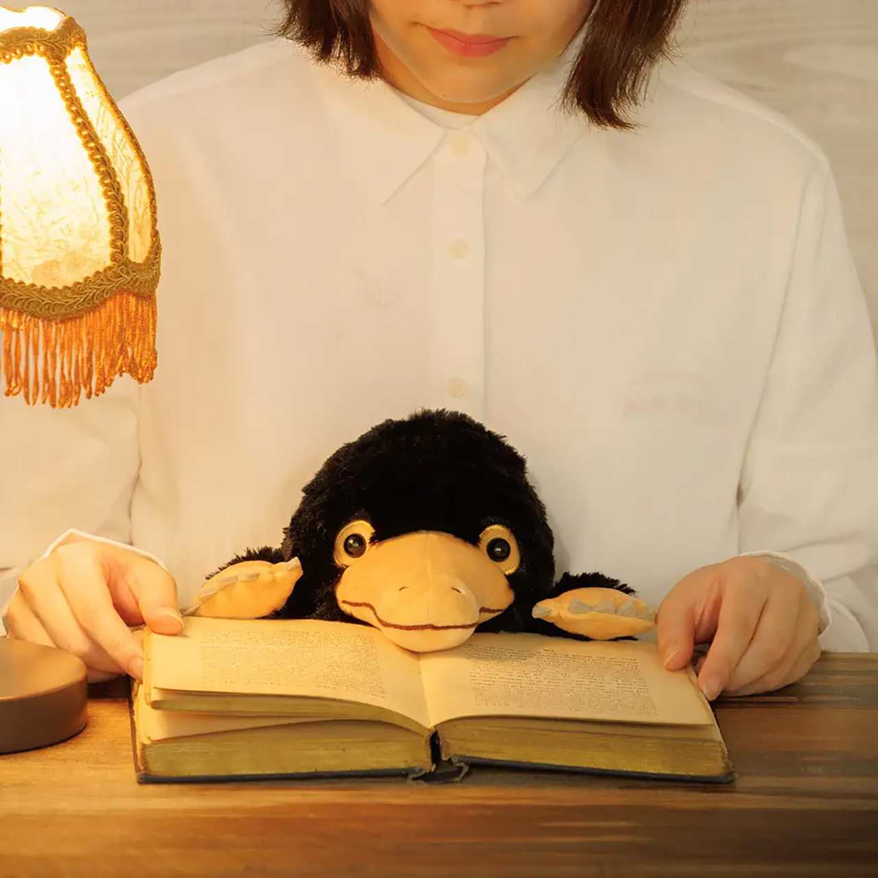 おなかと机の間に挟んで正しい姿勢をサポート