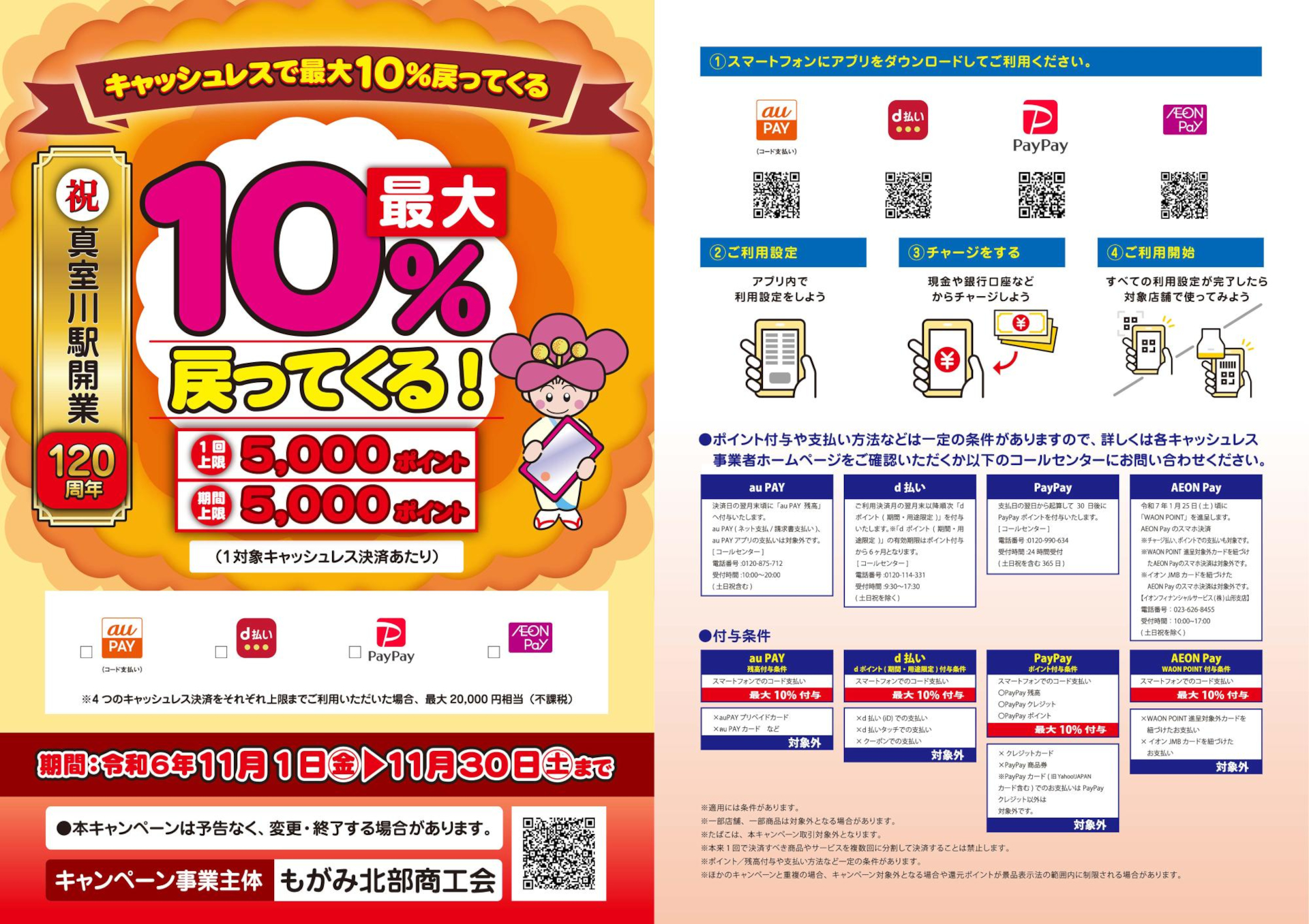 真室川町内の対象店舗でキャッシュレス決済すると最大25％分のポイント還元