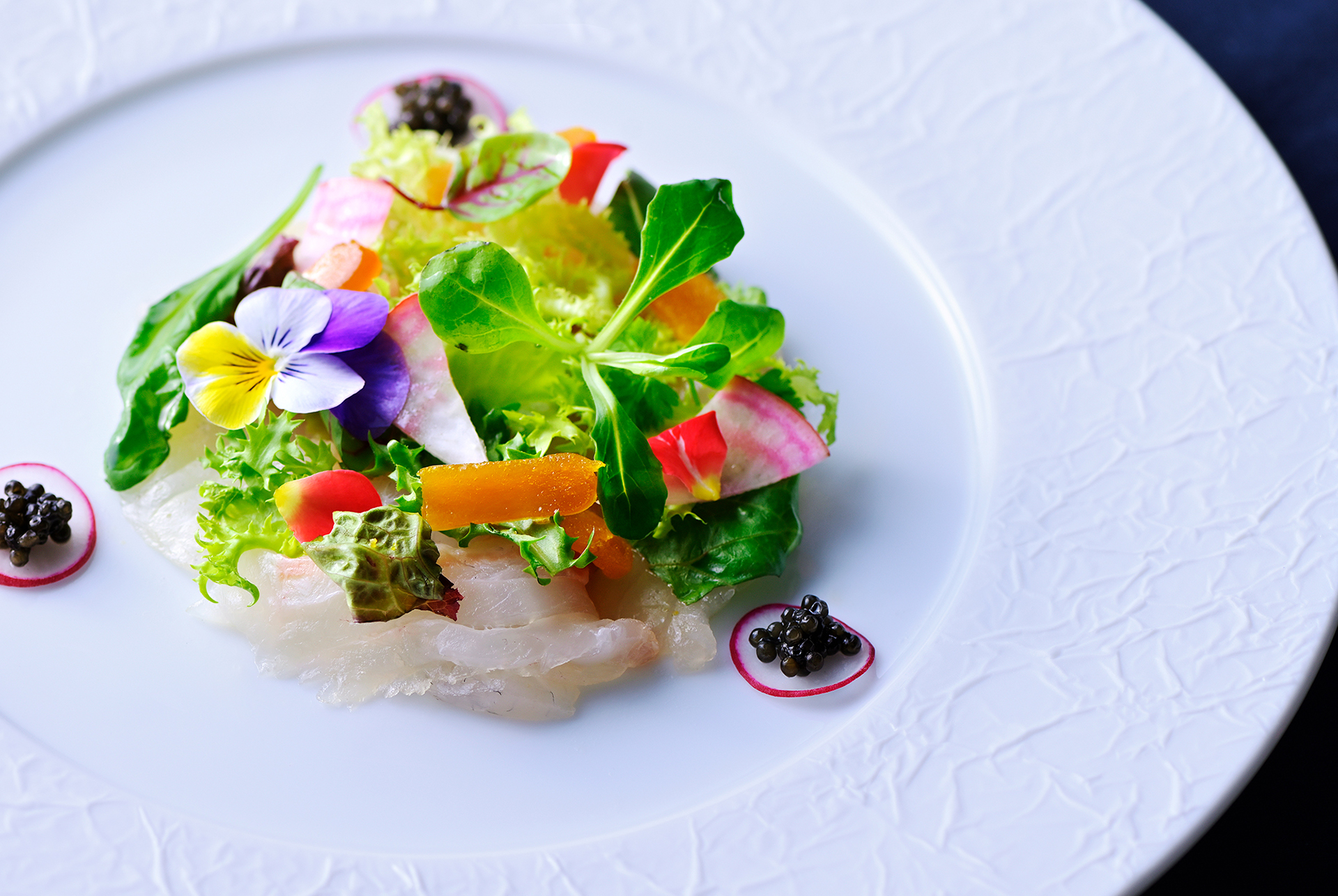 長崎のからすみをあしらった前菜