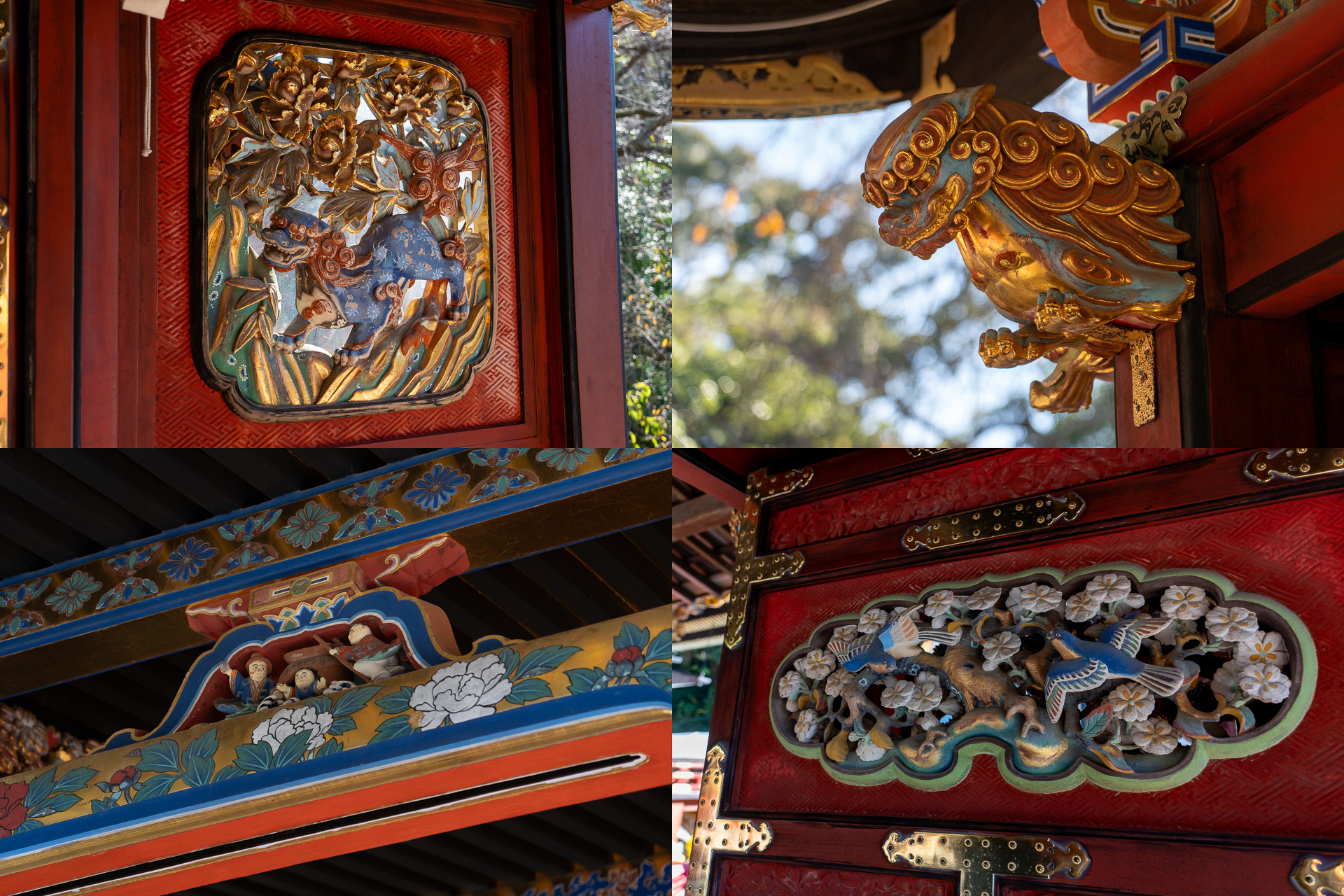 社殿の前に建つ唐門は彫刻がとにかく美しいのです