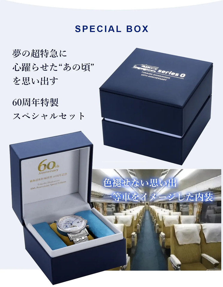 東海道新幹線開業60周年を記念した0系新幹線モデルの腕時計。日本製