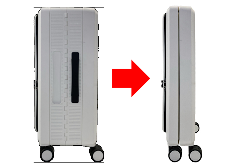 約11cmの薄さに折りたためて収納場所に困らないキャリーケース