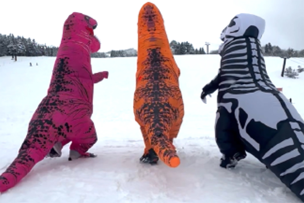 スキージャム勝山で初の冬季開催ティラノサウルスレース