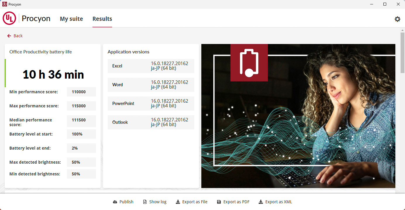 Procyon Office Productivity battery lifeの結果