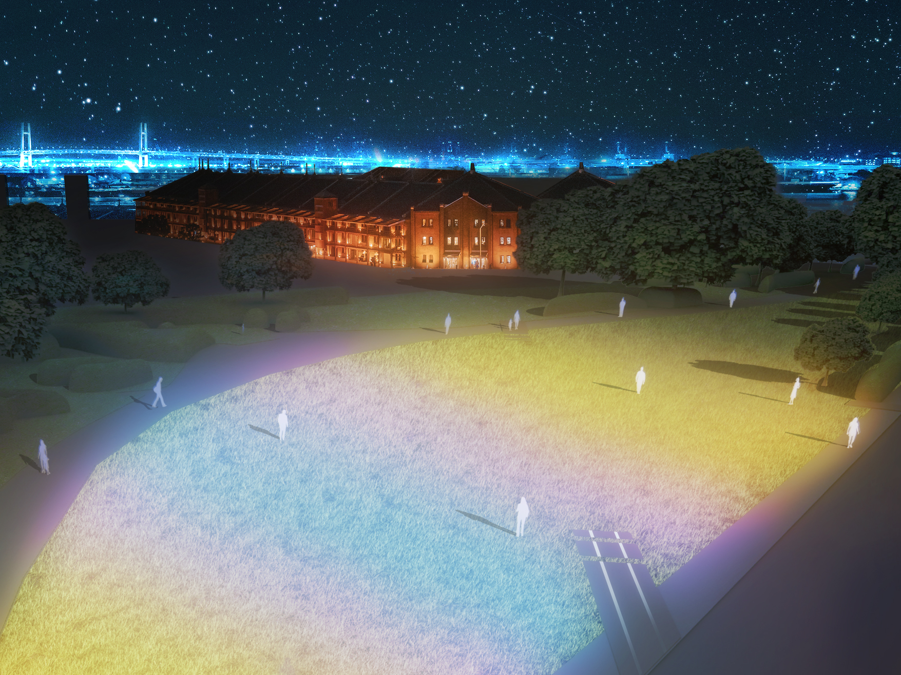 新港中央広場のイルミネーション「つながる光の芝生」