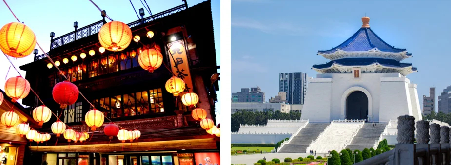 ベルトラのツアーで行ける観光地の例（九份、中正紀念堂）