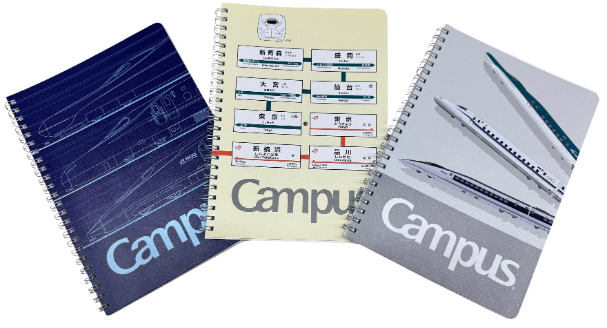 JR東日本、JR東海、JR西日本の人気車両をあしらったノートのセット