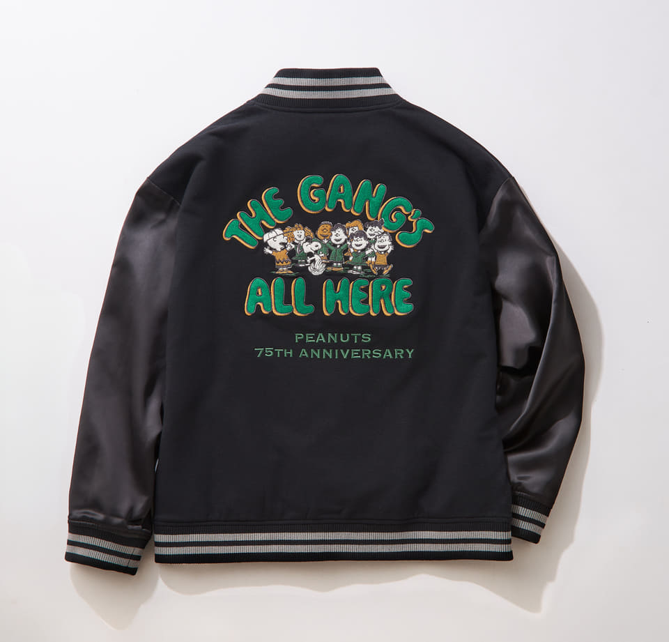 新品 PEANUTS 75周年記念 スタジャン スヌーピー PEANUTS75周年】 刺繍デザインのスタジャン 「スヌーピー」(ピーナッツ