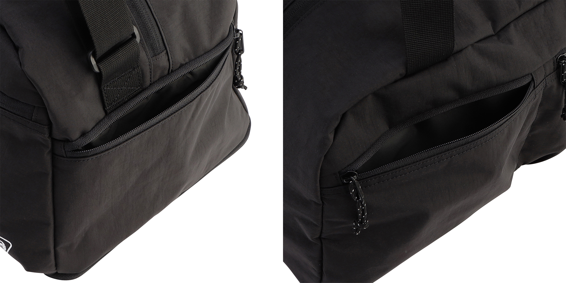 前面と側面にファスナーポケット