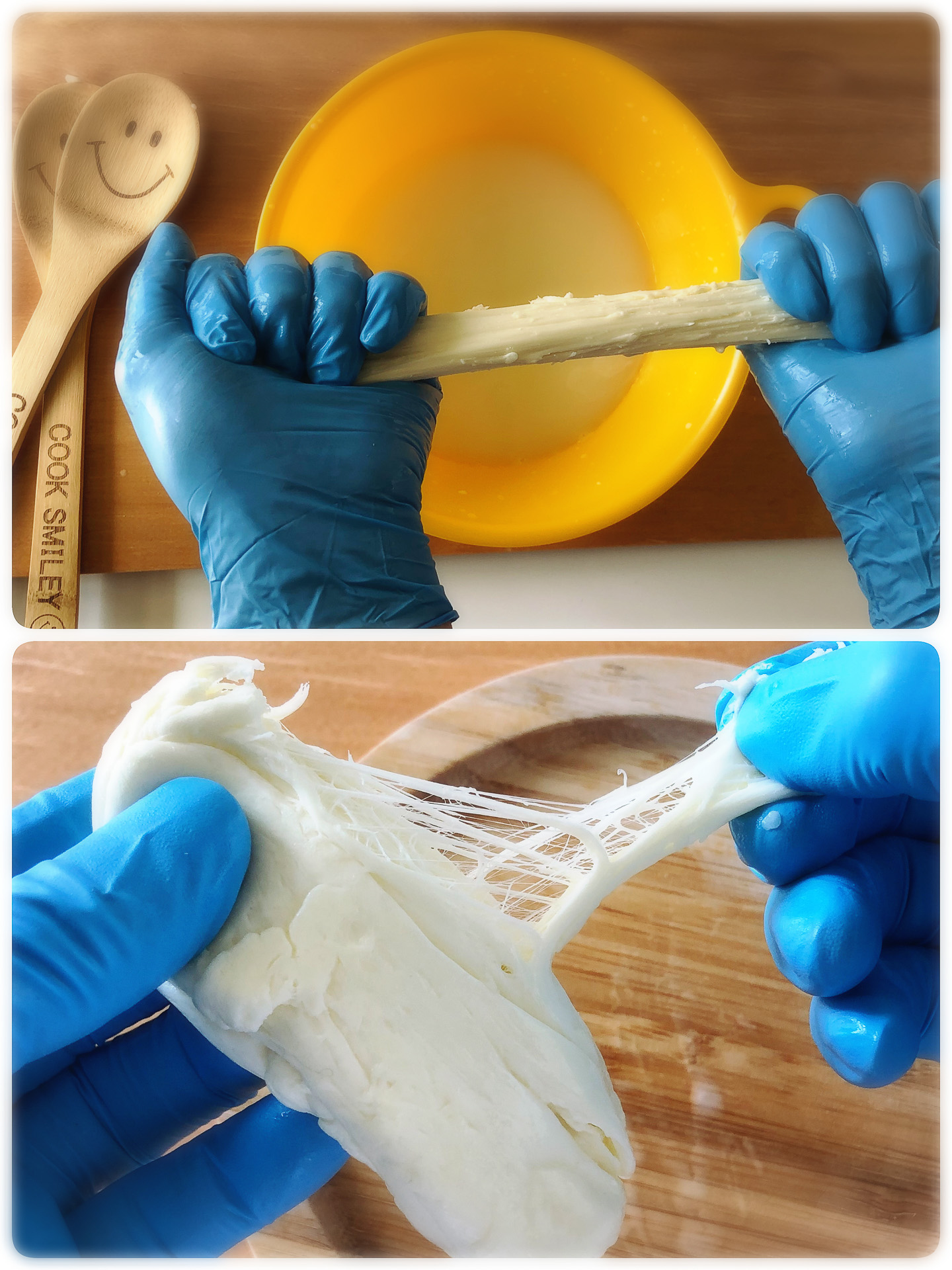 割けるチーズ作り体験の様子