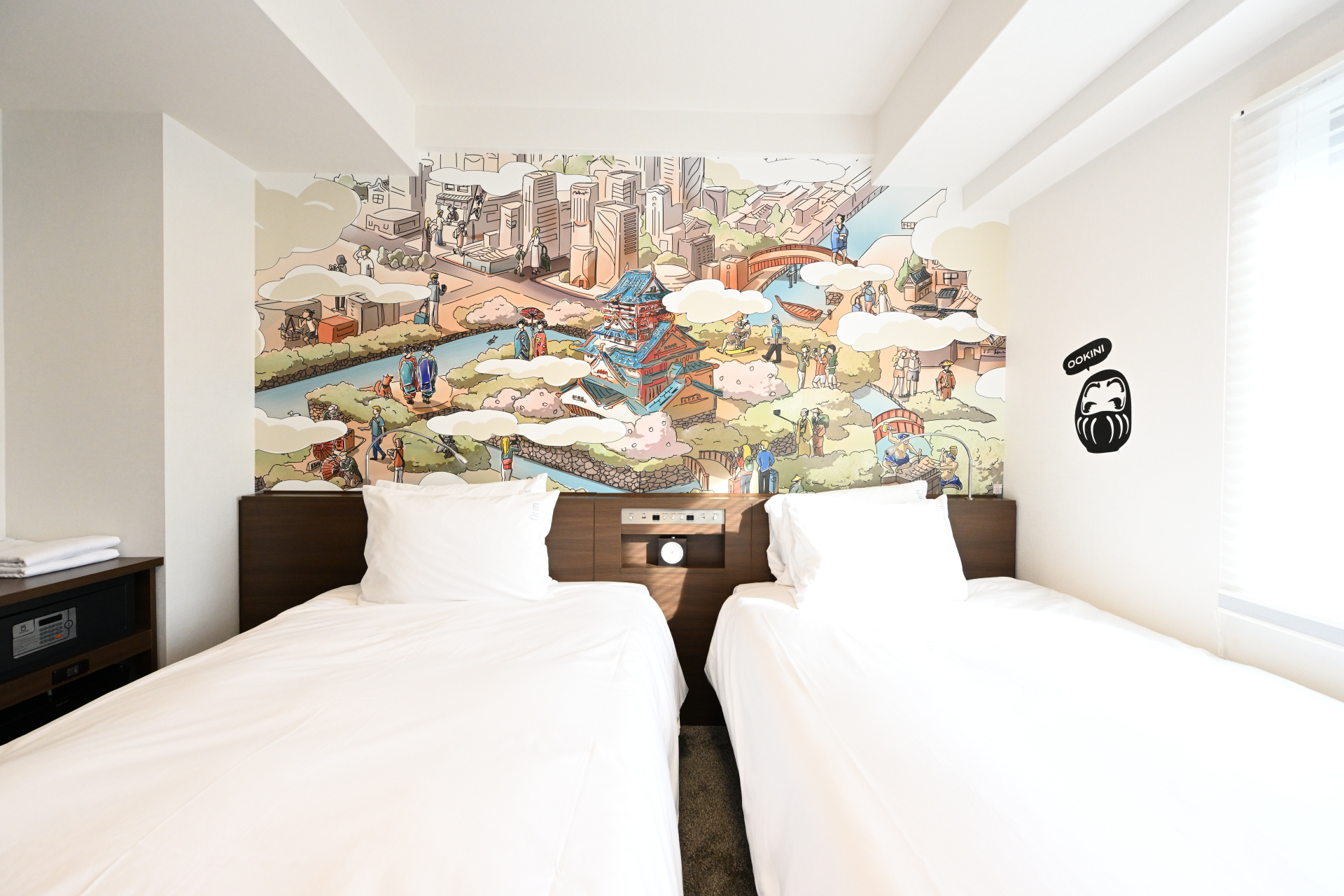 壁面の絵は大阪城。ちなみに今回、御堂筋の描かれた部屋は見ることができなかった