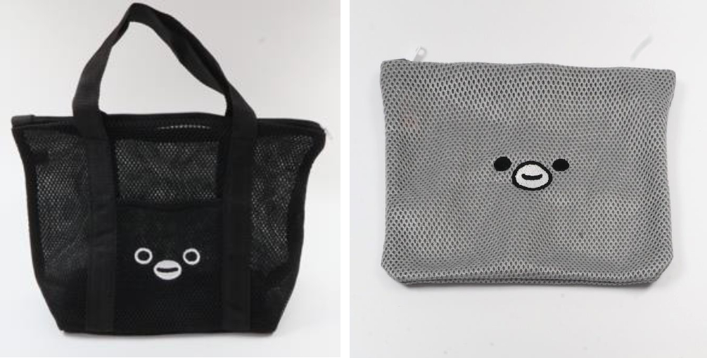 洗濯可能なメッシュ素材のトートバッグとポーチをセットで販売