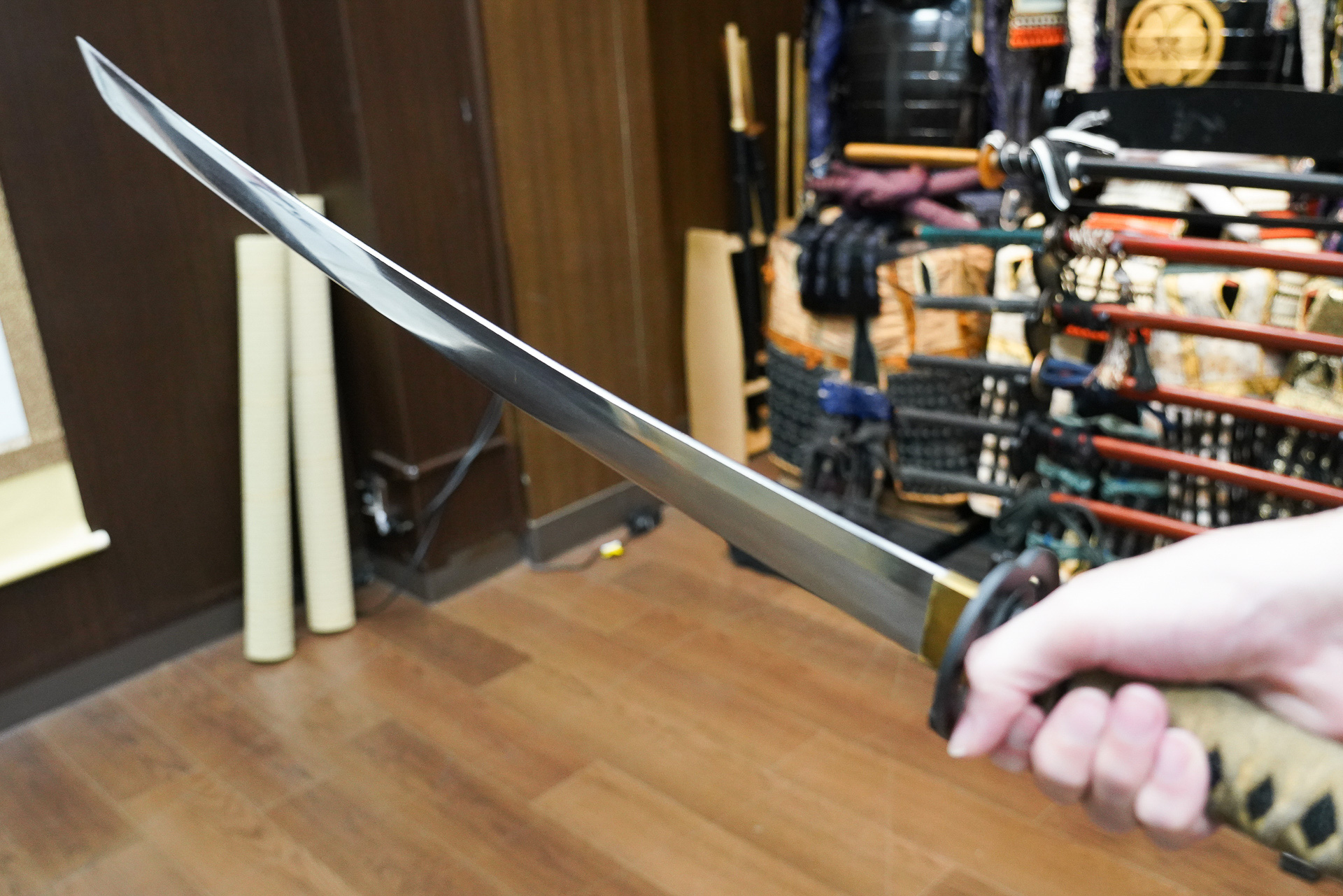 使った真剣「八雲」は150年前からの刀。真剣を見るのも初めてだ