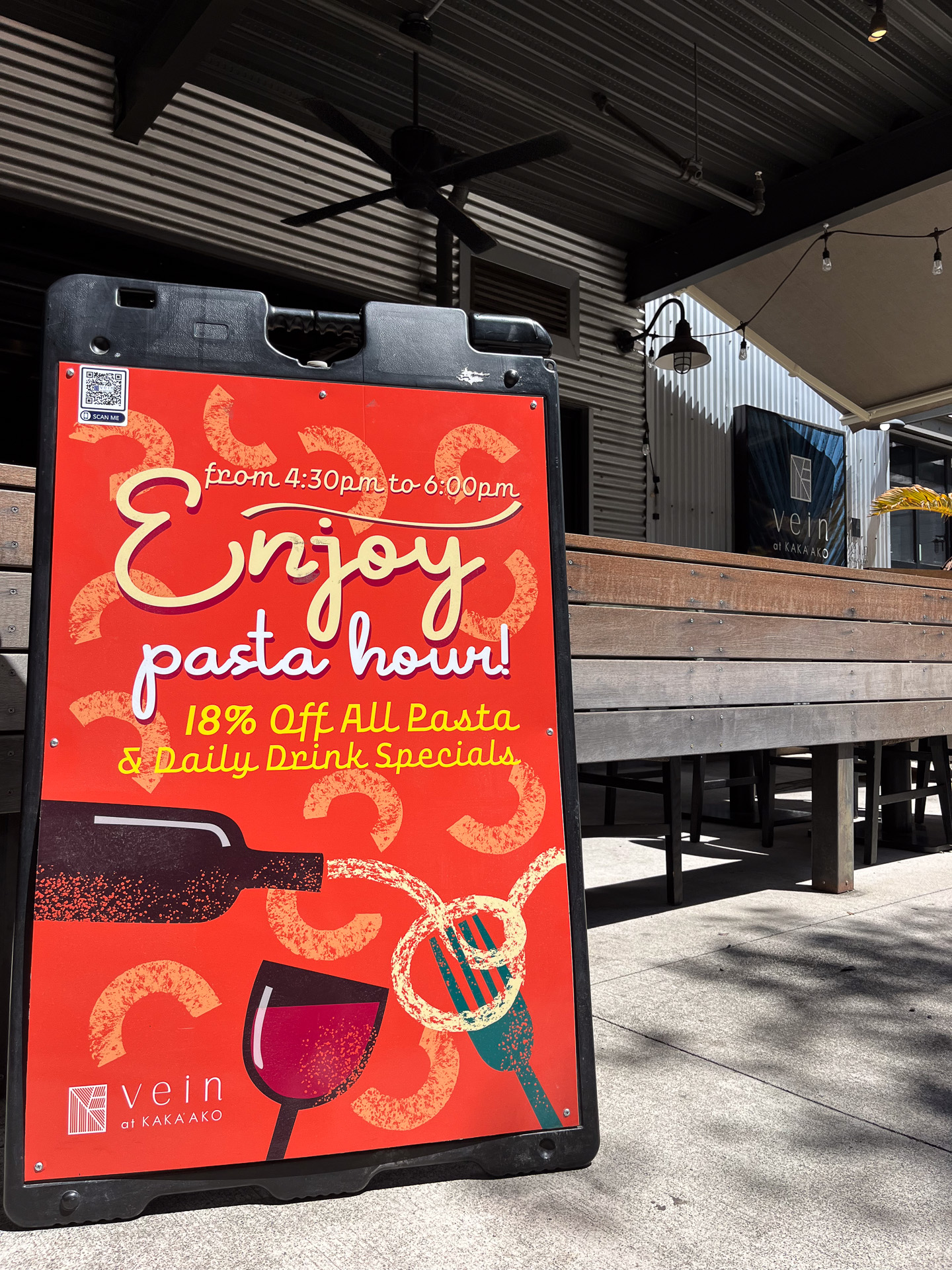 ハッピーアワーならぬパスタアワーはパスタが18％オフに