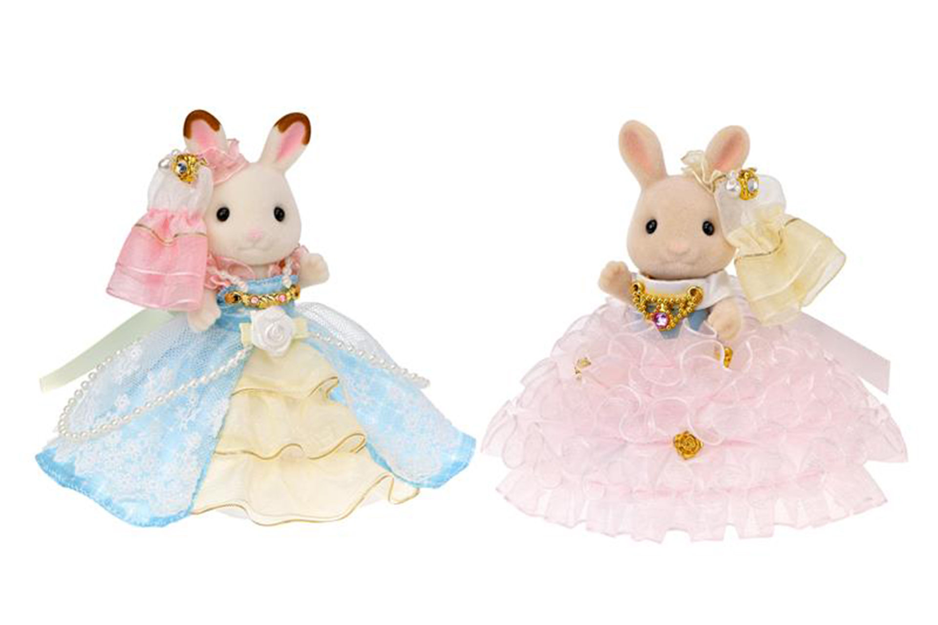 「ラグジュアリードレスペアセット」左からショコラウサギ、みるくウサギ