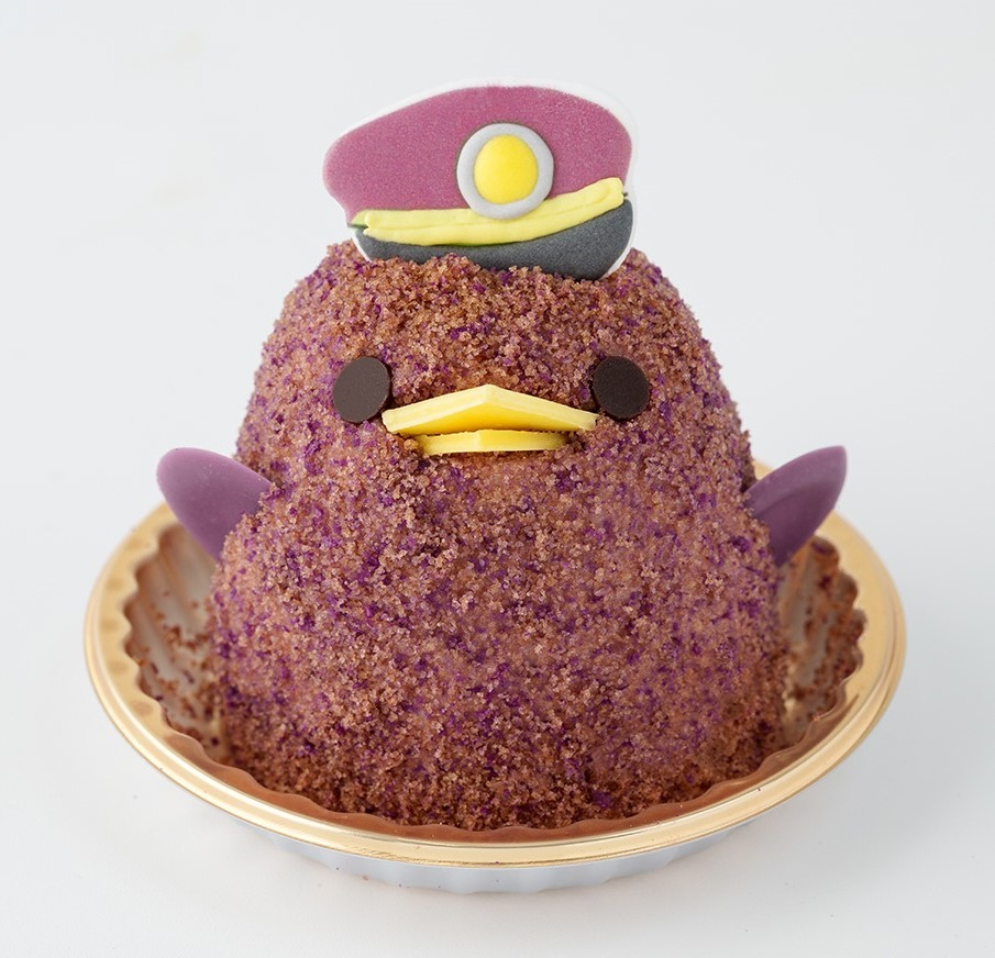 阪急電車の車掌帽子を被ったマルーンカラーの「阪急電車ぴよりん」