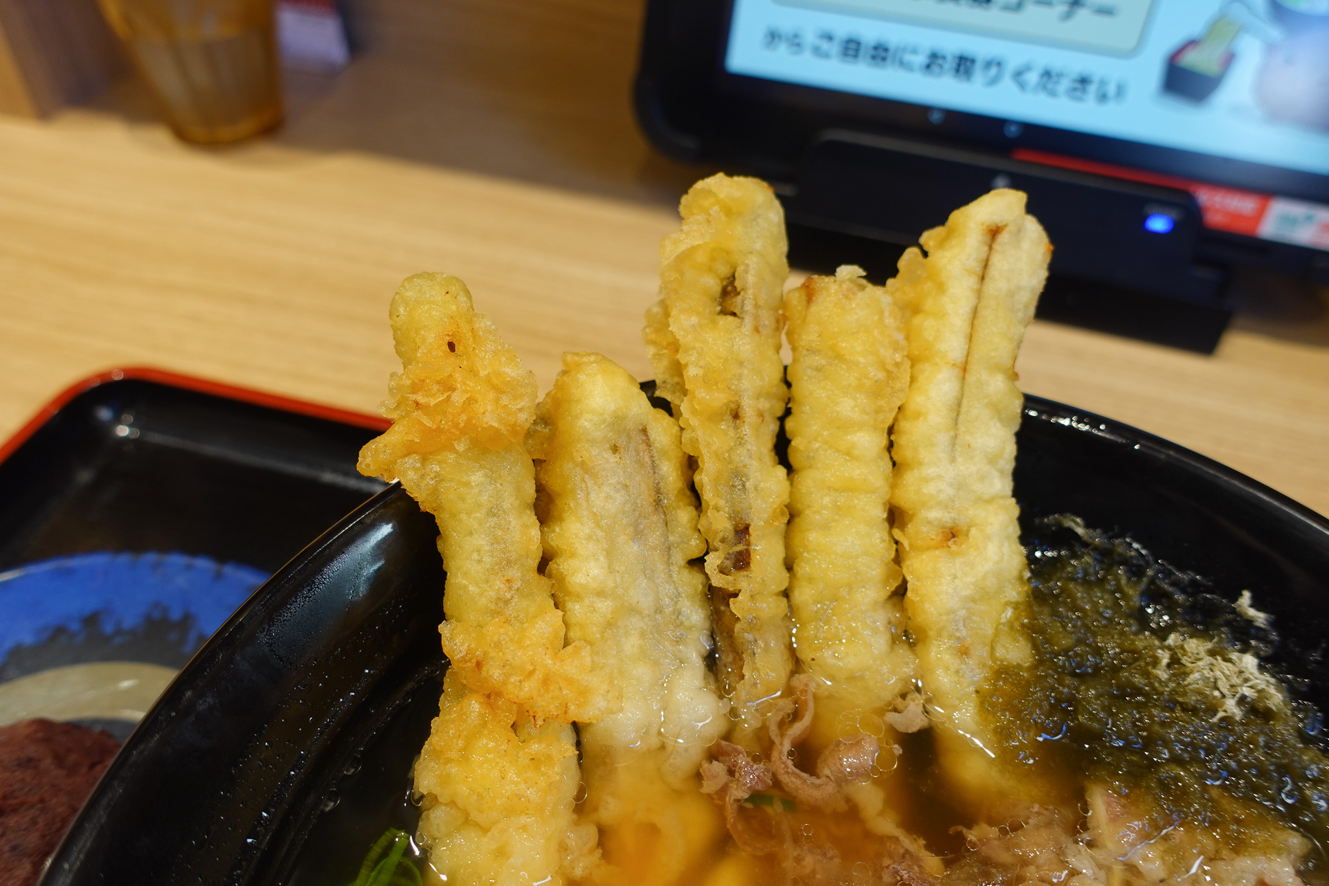 肉ごぼ天うどん＋ぼた餅