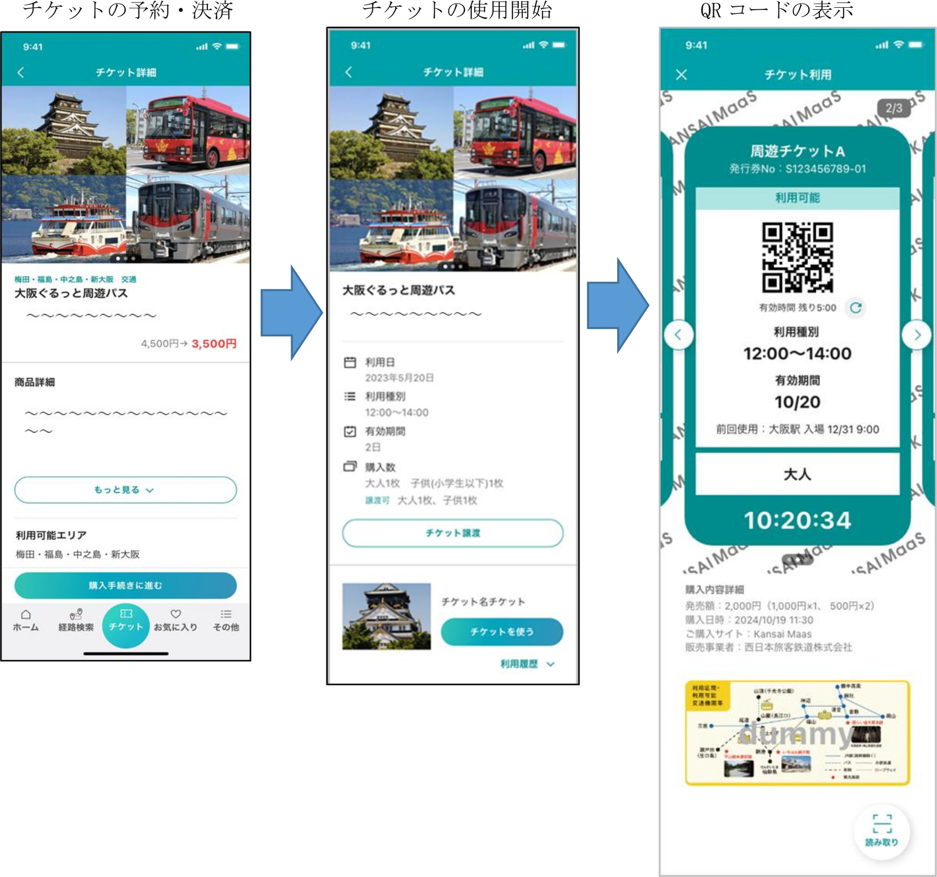 QR乗車券（電子チケット）の利用イメージ