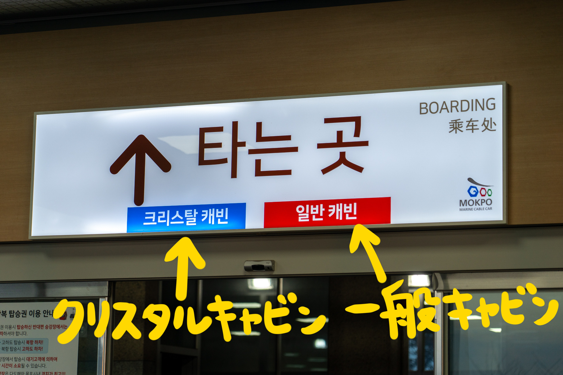 乗るのは左のクリスタルキャビン