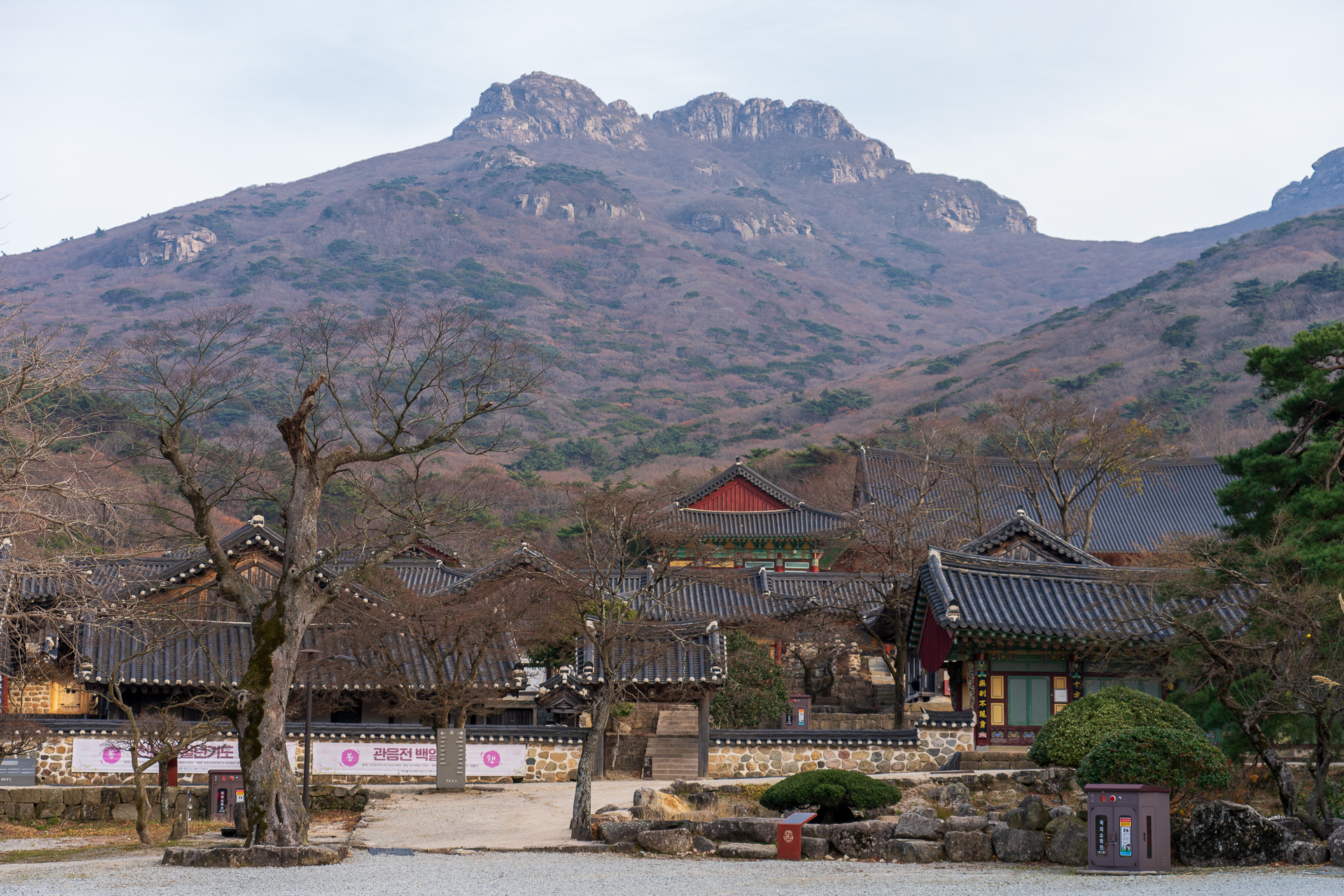 背後にそびえる頭輪山の神々しい存在感