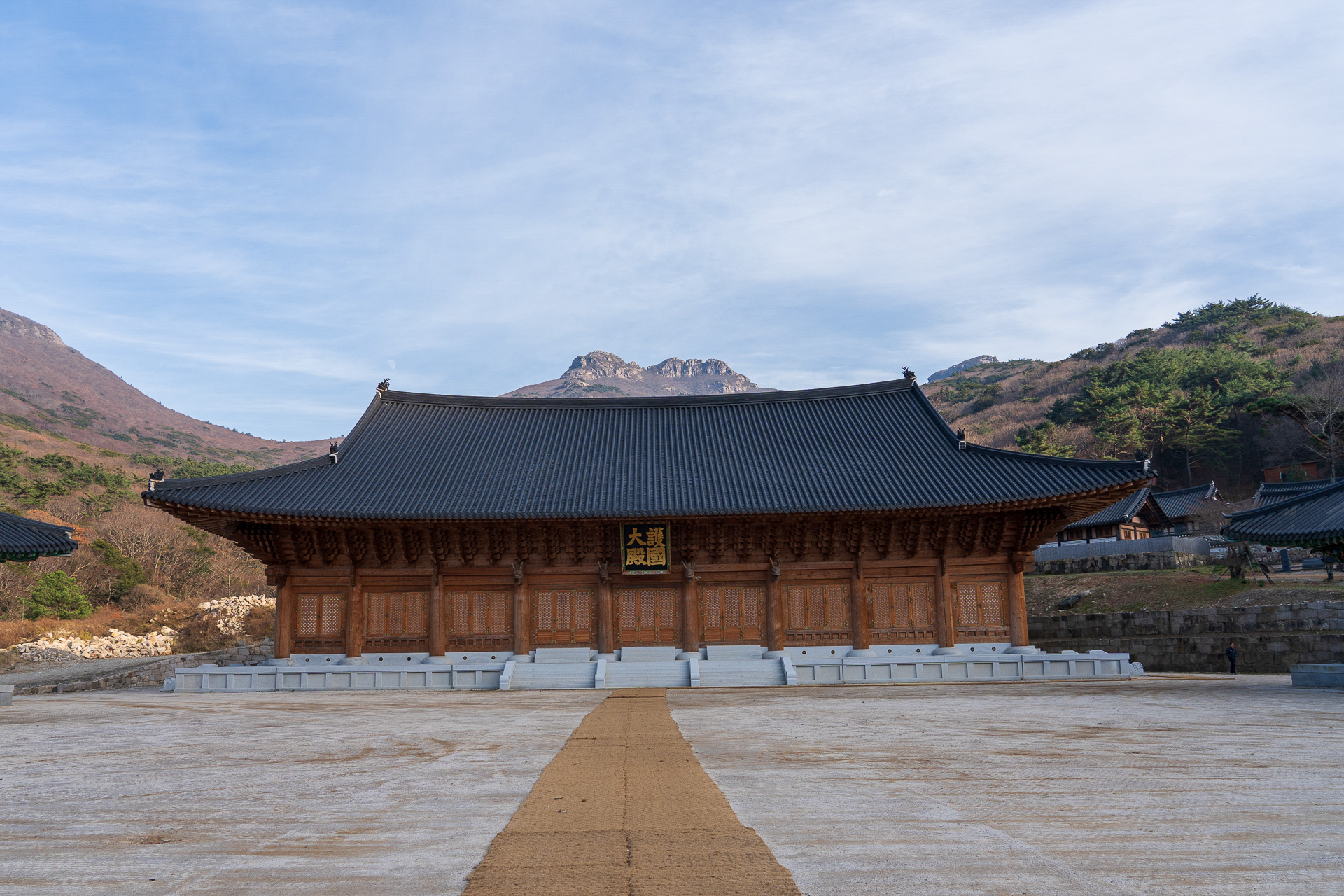 あまりに大き過ぎて写真では伝わらない護国大殿。最近完成したという建物